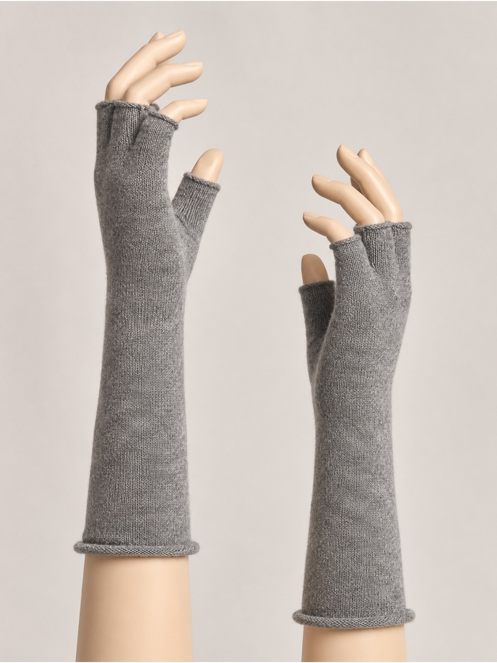 Gray Fingerless Gloves - 100% Wool